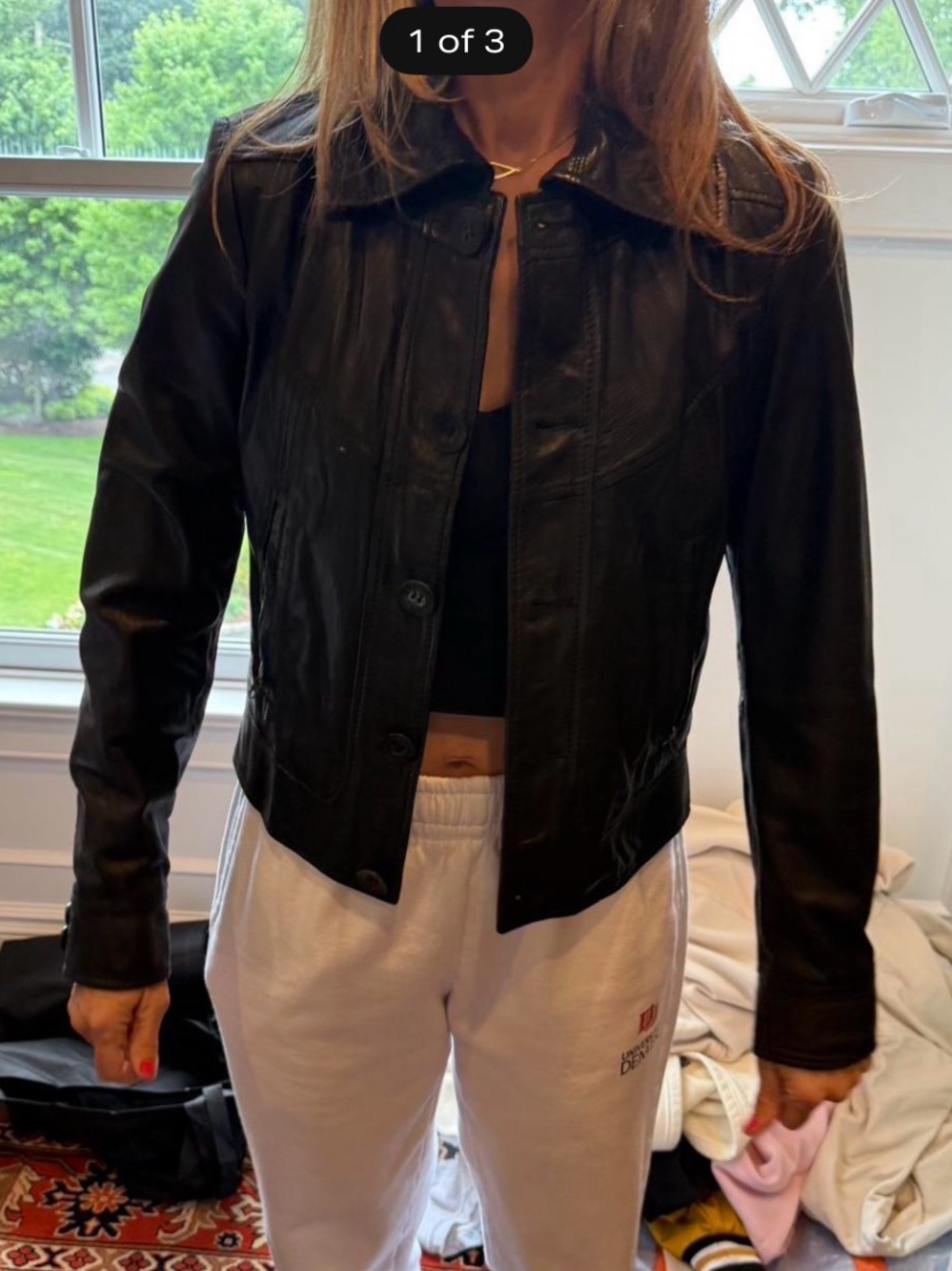 Diesel Black Leather Button-Front Jacket